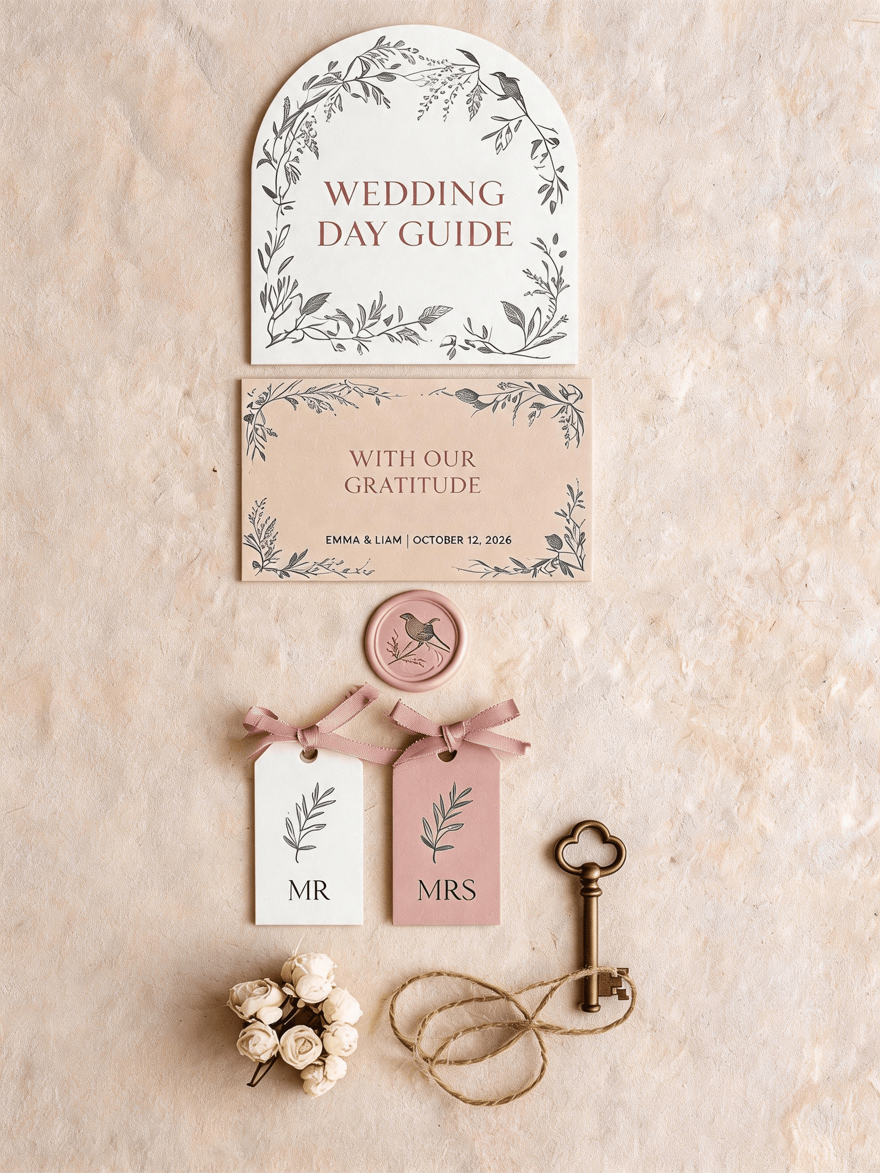 WhimWrap packaging showcase — branded tags, seals, and boxes